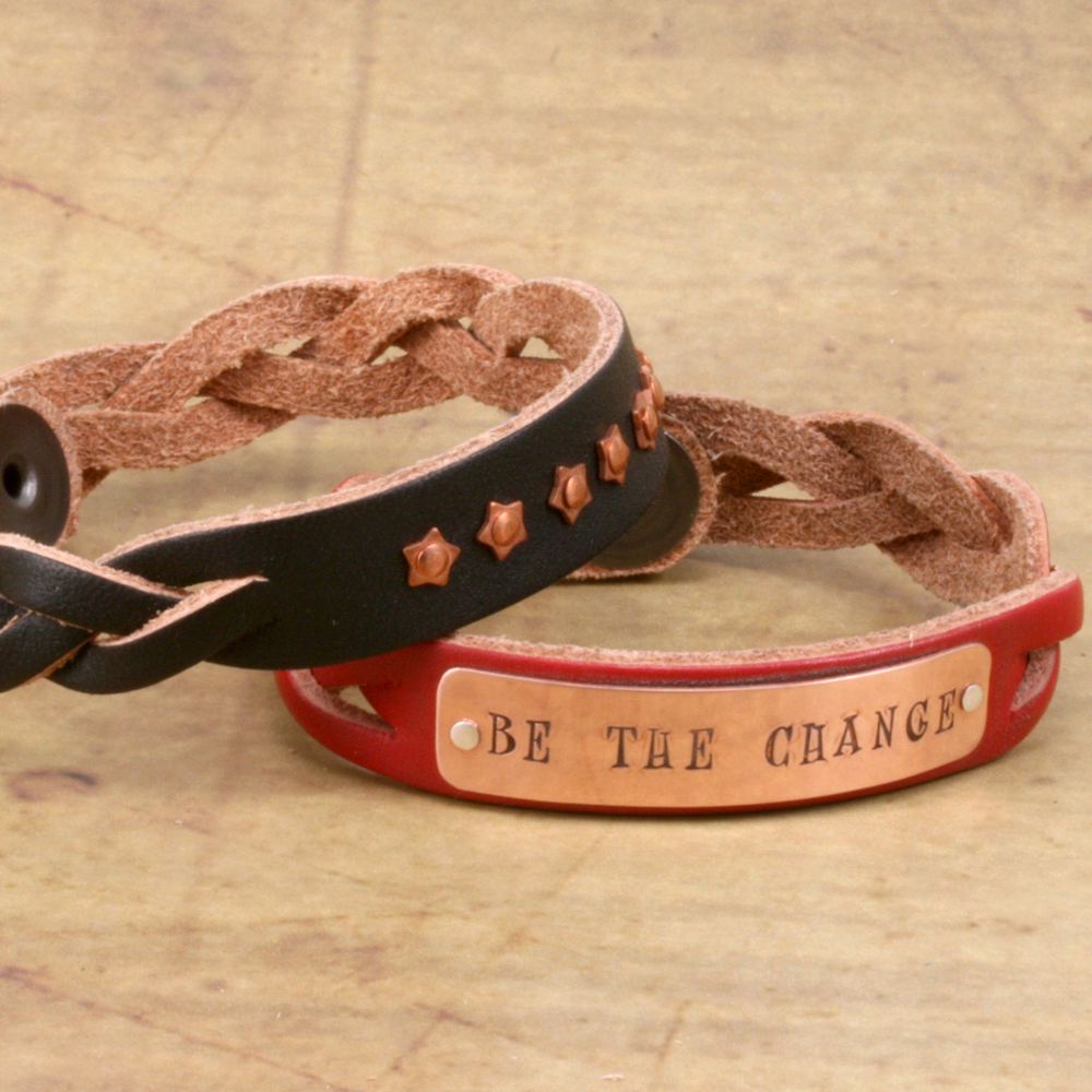 Leather & Faux Leather Leather Braided Bracelet 1/2" Black/Red 7 1/4" Long